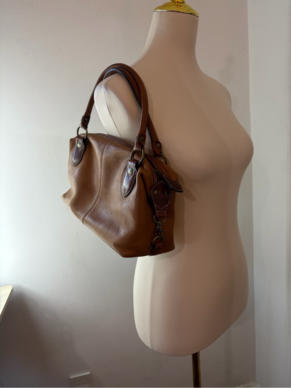 Y2K Vintage Fossil Cognac Leather Shoulder Bag